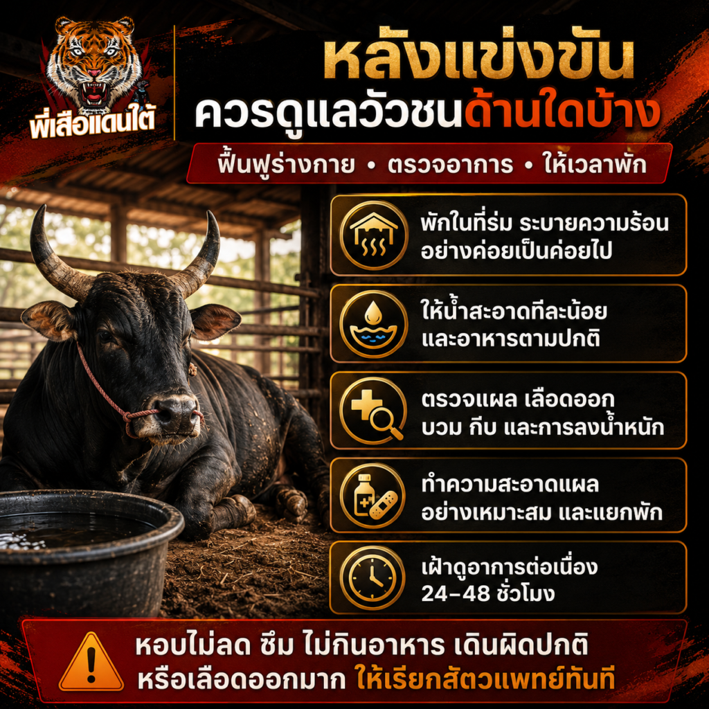ดูแลวัวชนหลังแข่งขัน ทำอย่างไร? แนวทางฟื้นฟูร่างกายอย่างเหมาะสม ปี 2026