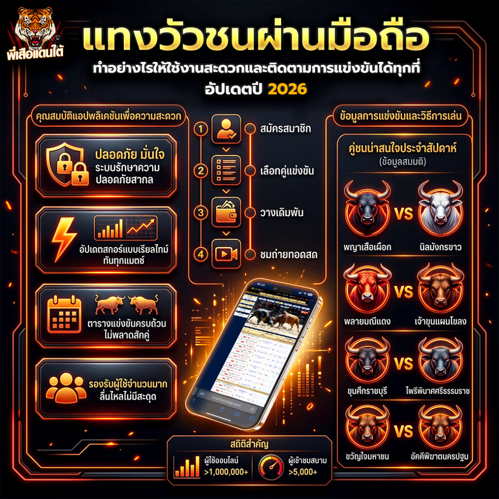 แทงวัวชนผ่านมือถือ ทำอย่างไรให้ใช้งานสะดวกและติดตามการแข่งขันได้ทุกที่ อัปเดตปี 2026
