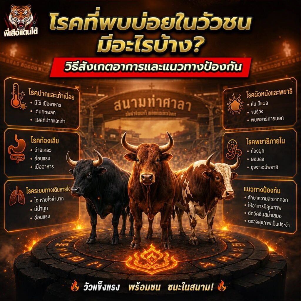 โรคที่พบบ่อยในวัวชน มีอะไรบ้าง? วิธีสังเกตอาการและแนวทางป้องกัน ปี 2026