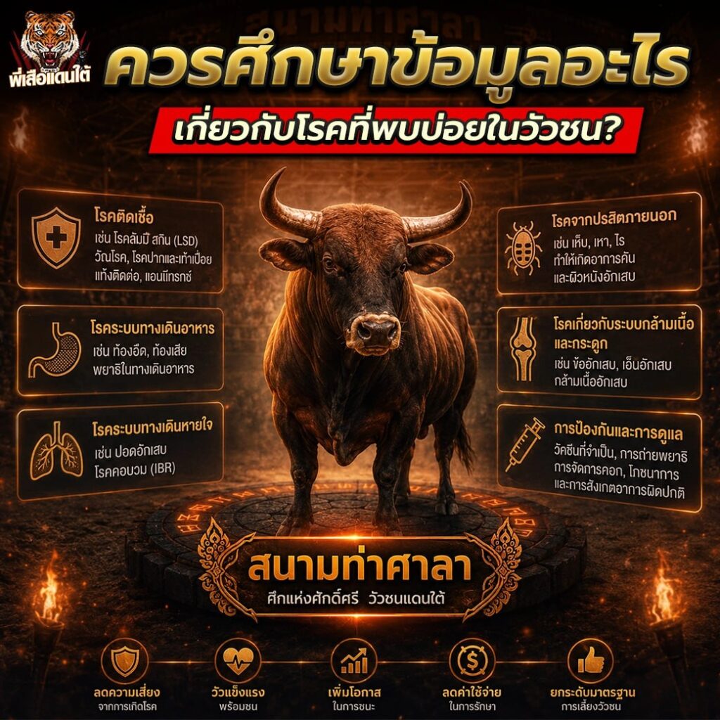 ควรศึกษาข้อมูลอะไรเกี่ยวกับโรคที่พบบ่อยในวัวชน?