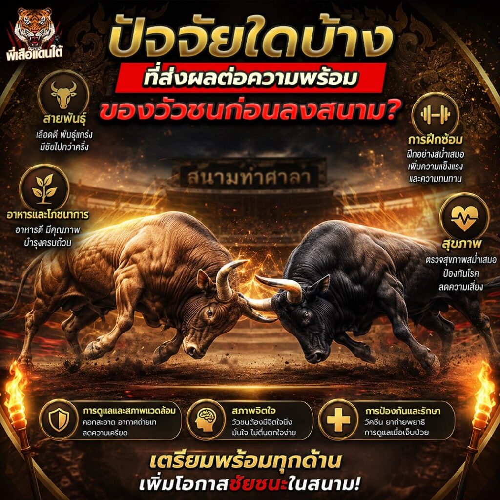 ปัจจัยใดบ้างที่ส่งผลต่อความพร้อมของวัวชนก่อนลงสนาม?