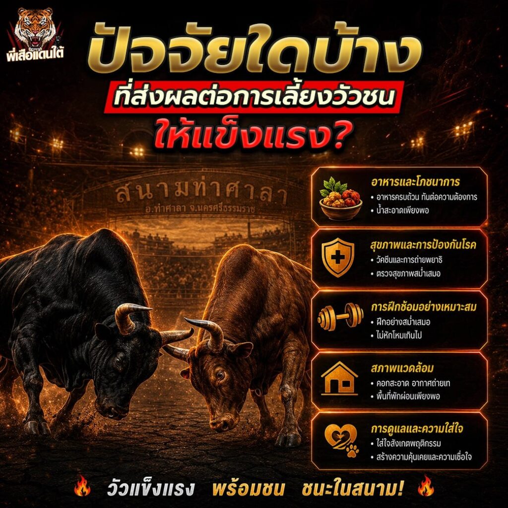 ปัจจัยใดบ้างที่ส่งผลต่อการเลี้ยงวัวชนให้แข็งแรง?
