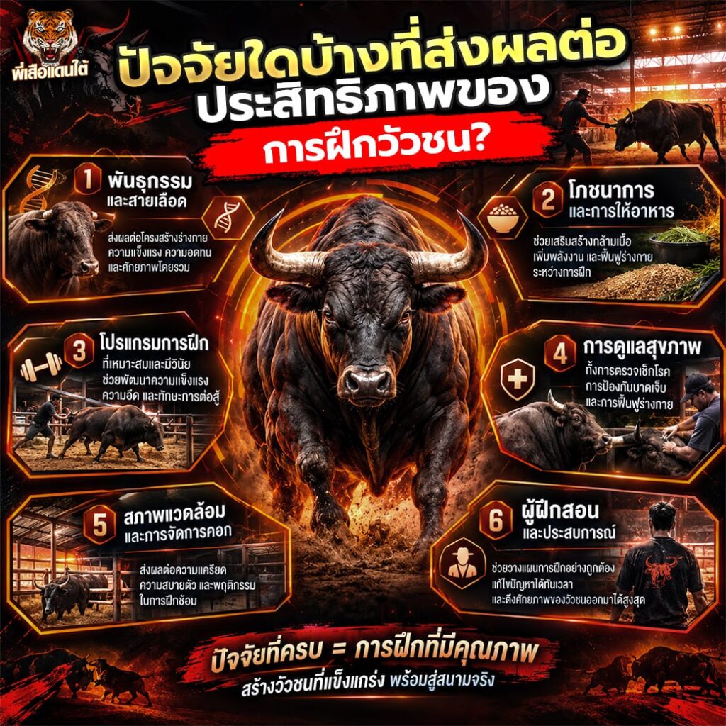 ปัจจัยใดบ้างที่ส่งผลต่อประสิทธิภาพของการฝึกวัวชน?