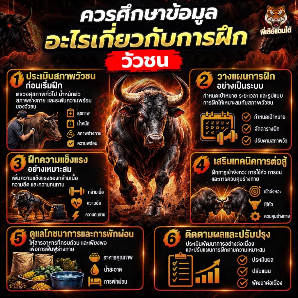 ควรศึกษาข้อมูลอะไรเกี่ยวกับการฝึกวัวชน?